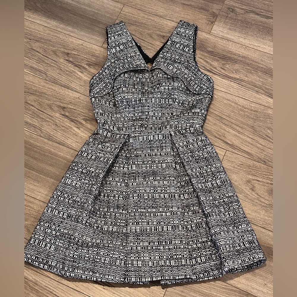 Robert Rodriguez Raffia Tweed Black and White Cocktail Dress Size 2 - Picture 2 of 10